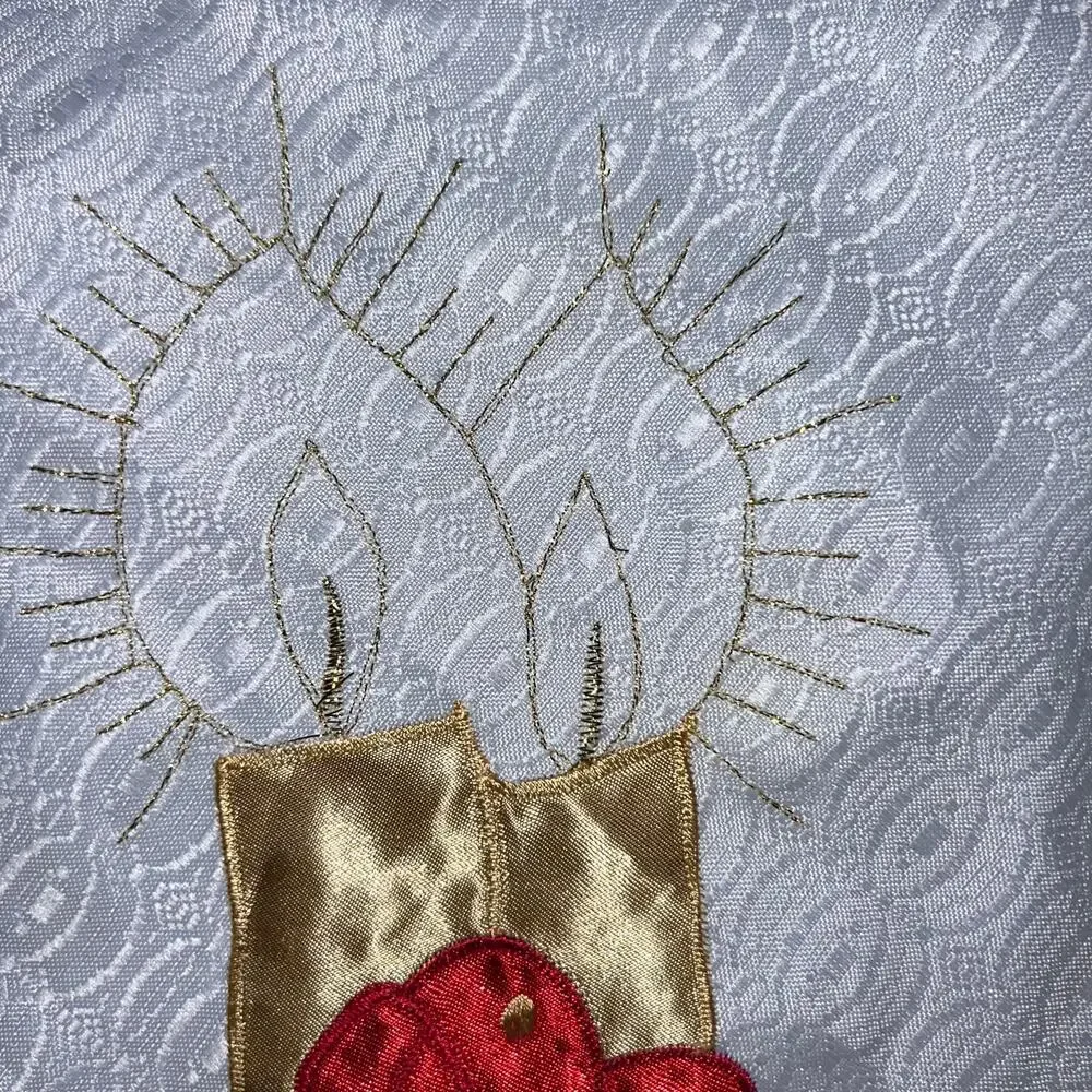 Poinsettia Holly Glitter Candle 33 inch Round Holiday Christmas Table‎ Cloth